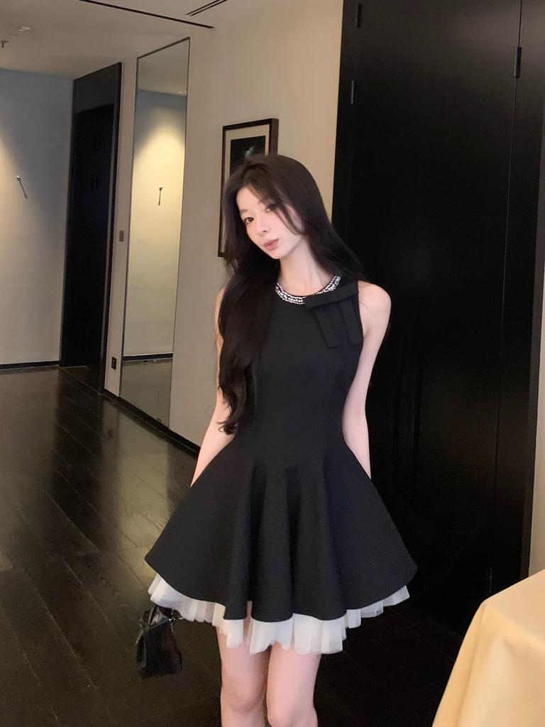 Super Good-looking New A-shaped Skirt, Birthday Party Dress, Thin Sleeveless Vest Skirt, Black Girls Summer Dress