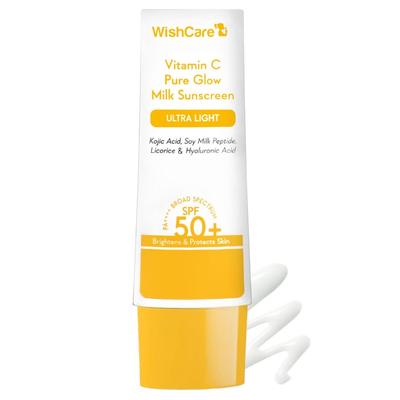 WishCare C Vitamini Pure Glow Süt Güneş Kremi SPF 50 PA++++ 50g Yağsız Hafif Geniş Spektrum