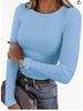 2024 Women's Long-Sleeve Ribbed Crew Neck Slim-Fit T-Shirt