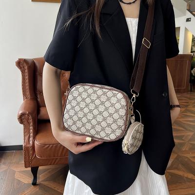 Fashion Casual Retro Small Square Bag Women's New Popular Shoulder Bag Texture Commuter Plaid Printed Messenger Bag