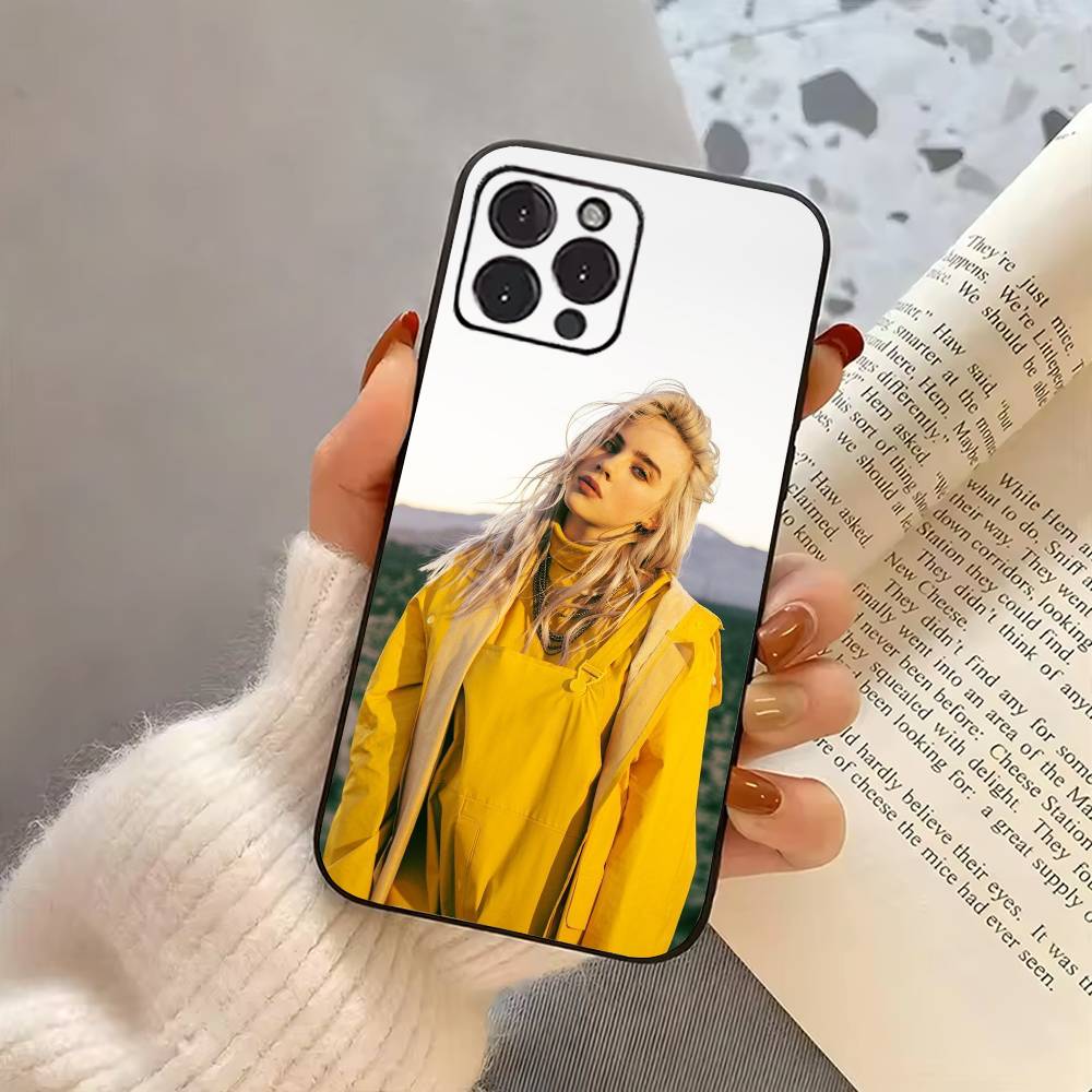 Banana Singer B-BillieS E-Eilish  Phone Case For iPhone 17,16,15,14,13,12,11 Plus,Pro Max,XS,Soft Silicone Black Cover