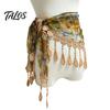 French Aesthetic Head Scarf Women Triangular Shawl with Tassel, Hollow Lace Wrap Retro Oil Soft Polyester Neck Kerchief Painting Print, Breathable