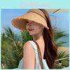 Summer Straw Wide Brim Open Top Hat With Sunproof And Breathable Design For Beach And Outdoor Activities
