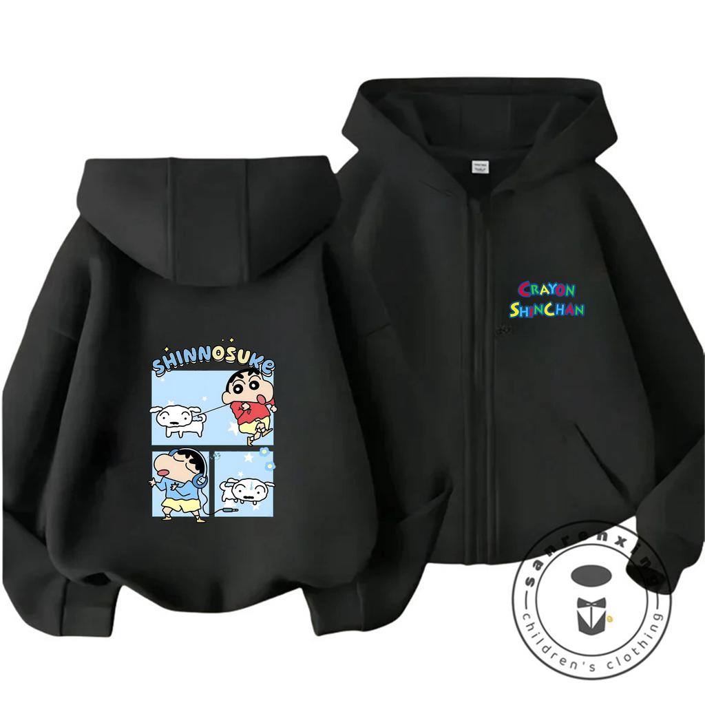 New Kids Zipper Hooded Sweatshirt Cute Cartoon Trendy Winter Outerwear Boys Girls