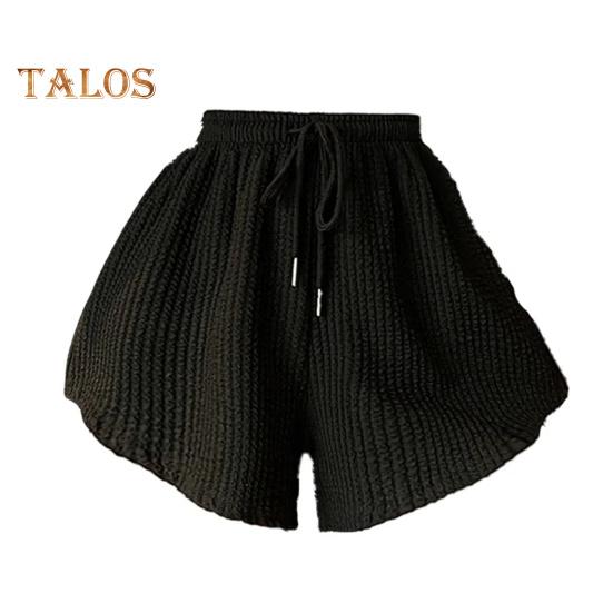 Summer Women Shorts Drawstring High Elastic Waist Loose Irrgular Hem Plus Size Pocketed Pure Color A-line Thin Casual Sport Homewear Short Pants