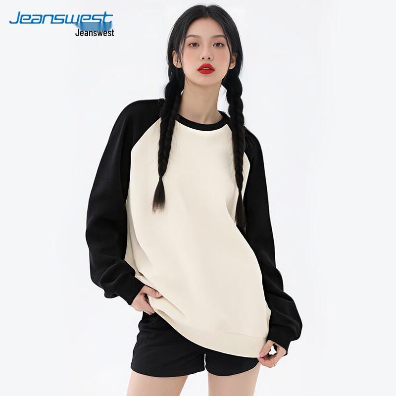 JEANSWEST Women's Colorblock Crew Neck Pullover Sweatshirt