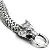 Men's Stainless Steel Bracelet with Wolf Head Designs Adjustable Wristband Accessory for Fashion Forward Individuals
