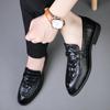 2024 New Fashion Business Leather Shoes Dress Groom Shoes Low Help Set Foot Leather Alligator Print Casual Shoes Man Lofer Shoes