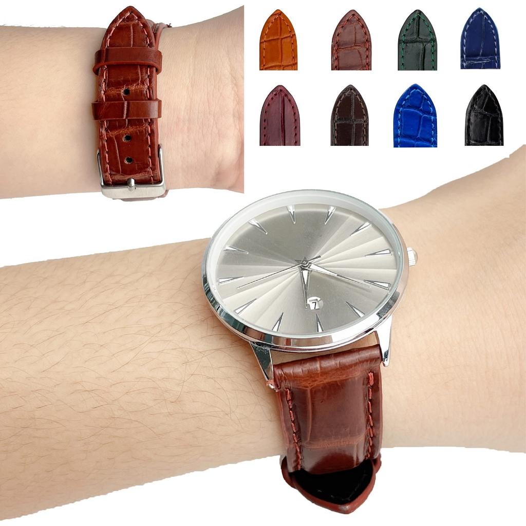 19mm Brown Crocodile Watch Quick Crocodile Leather Replacement Watch Band with Wrist Brown [vietnamcreations] Strap, Release, Buckle, Handmade, Men's,
