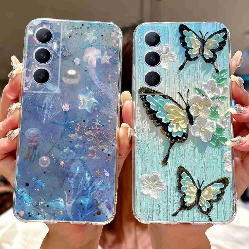 Für Realme C65 4G 2024 Hülle Weiche Silikon Bunte Schmetterling Hülle Für Realme C 65 C65 Fundas RMX3910 Vollständige Schutzhülle