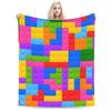 Warm Soft Flannel Blanket for Kids  Travel Throw for Bed Couch Sofa  Childrens Diagonal Design Blanket  Bricks Blocks Pattern Be