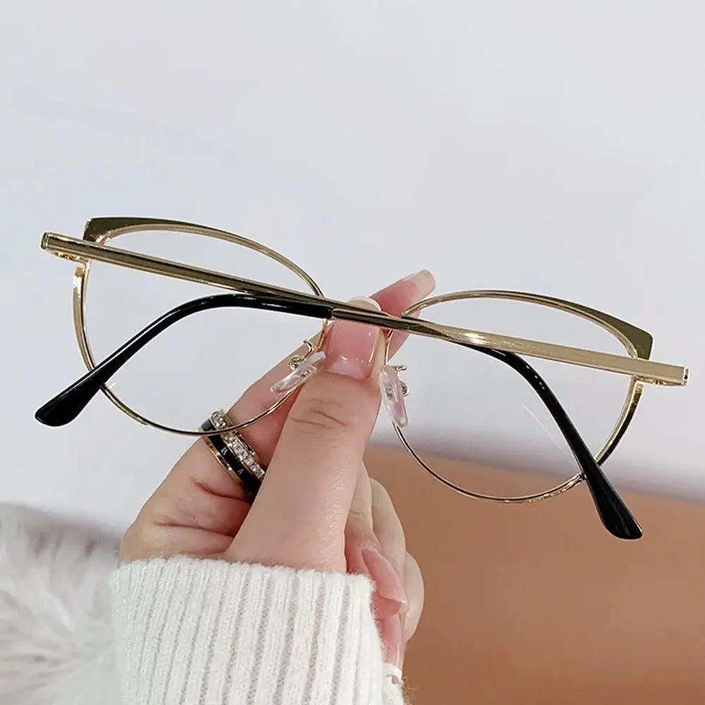 Vintage Blue Ray Blocking Anti-Blue Light Glasses Eye Protection Ultralight Square Eyeglasses Metal Computer Goggles Office