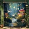 Vintage Dark Green Forest Bathroom Shower Curtain Night Moon Landscape Nature Mystical Midnight Polyester Fabric 12 Plastic