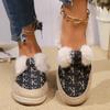 Fashion Winter Velvet and Thickened Cotton Shoes Middle-aged and Elderly New Cloth Shoes Women's Flat-soled Non-slip Warm Shoes