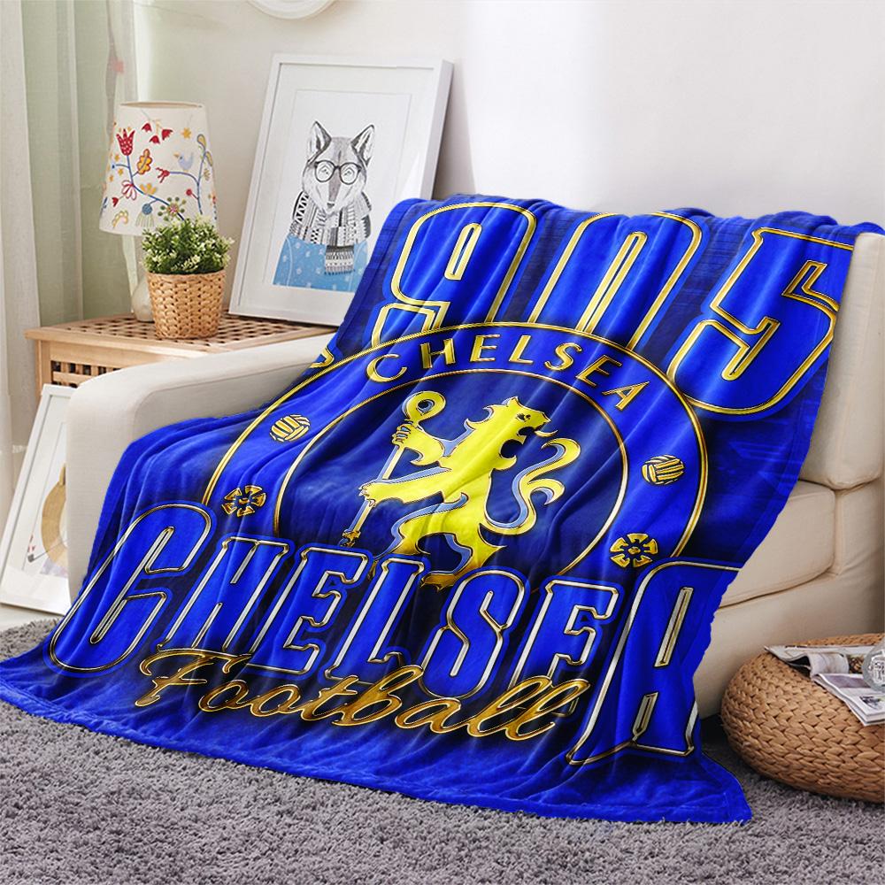 The Blues Logo Print FlAannel Blanket, High Quality Comfortable for All Seasons, Home Decor, Warmth and Comfort