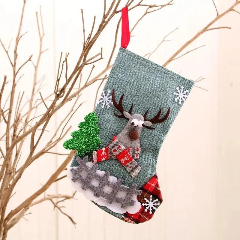1Pcs Christmas Decoration Cartoon Socks Xmas Tree Hanging Ornaments Merry Home Room Decor Gifts New Year Happy Navidad Supplies