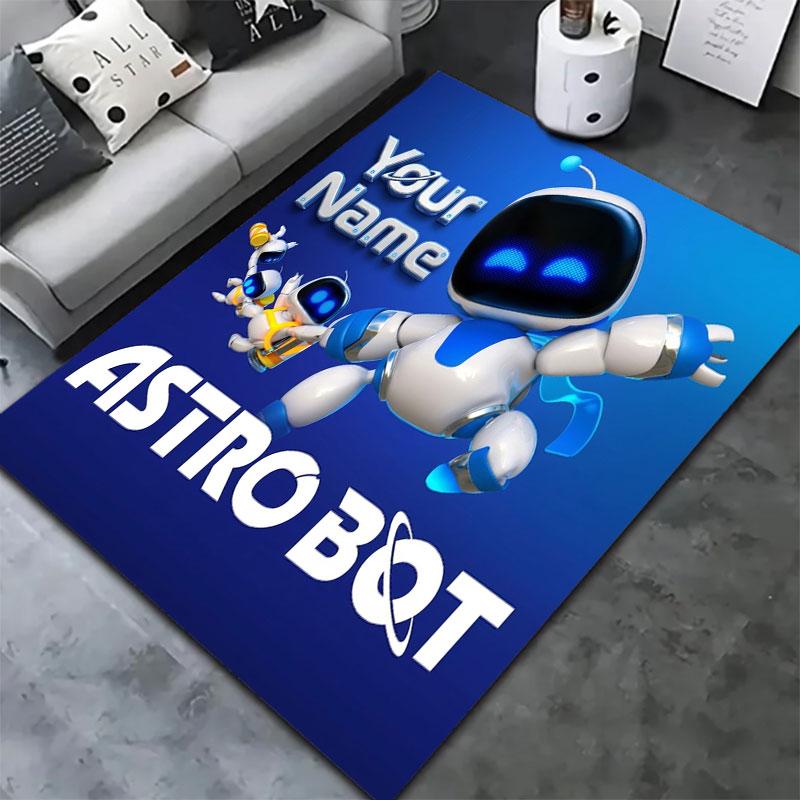 ASTRO BOT Benutzerdefinierter Name Teppich für Wohnzimmer Schlafzimmer Zuhause Sofadekoration, Kinderspiel Rutschfeste Bodenmatte