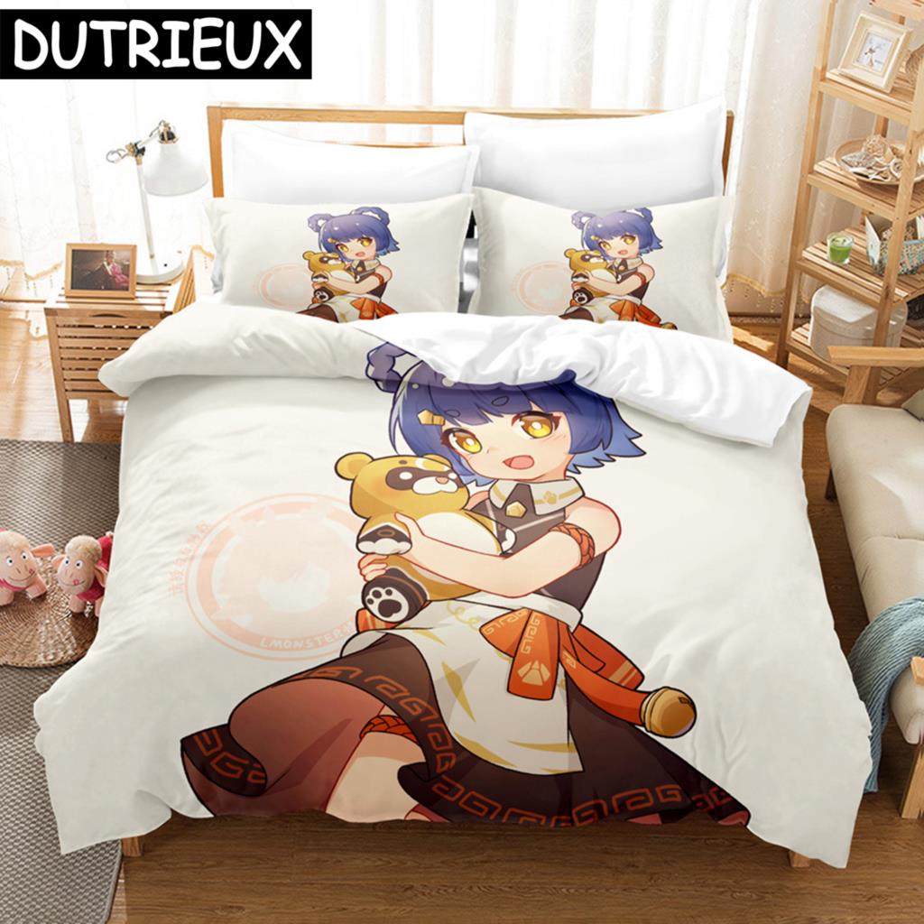 Hot Game Genshin Impact Bedding Set 3D Printed Comforter Duvet Cover Sets Pillowcase Twin Full Queen King Duvet Covers Drop Ship