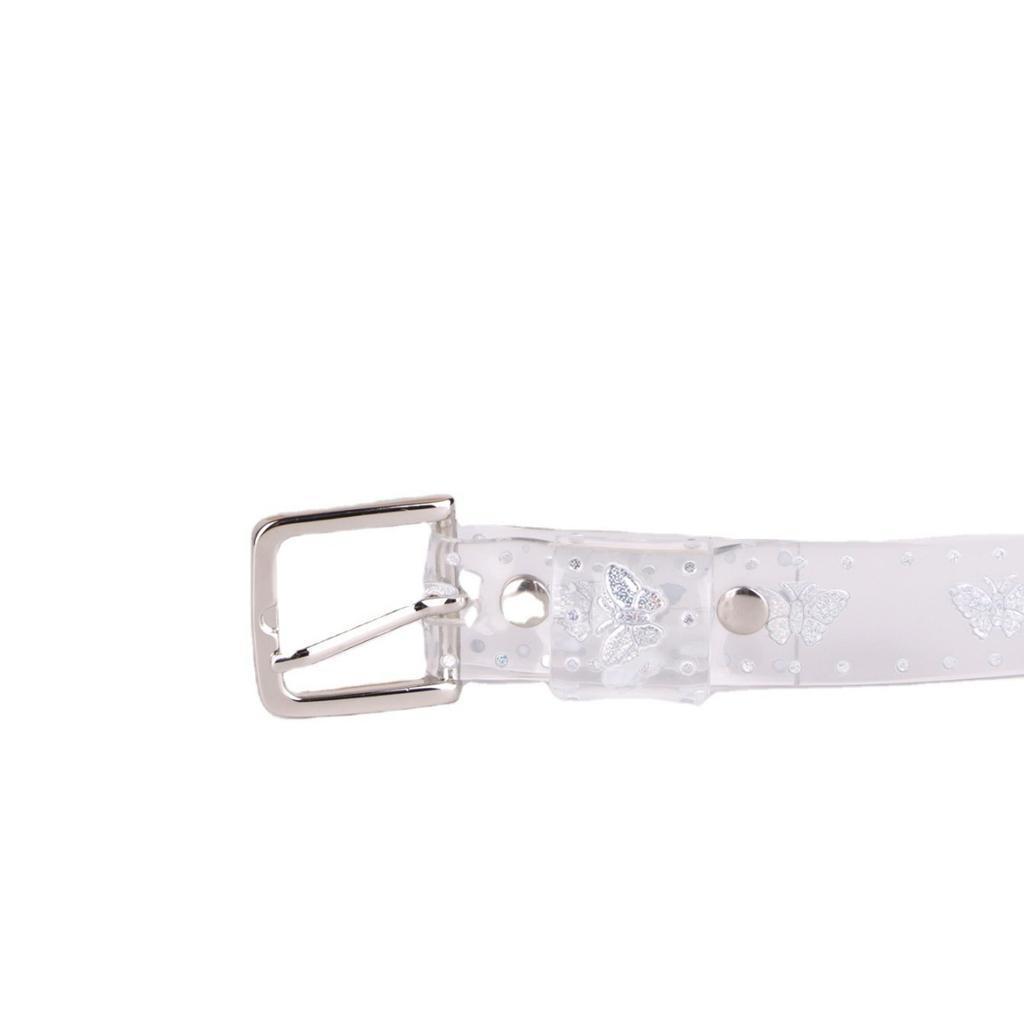 Transparent Laser Belt for Women, Jelly Belt Plastic Belt, Candy AB Color Embossed Butterfly Decoration Pvc Thin Belt