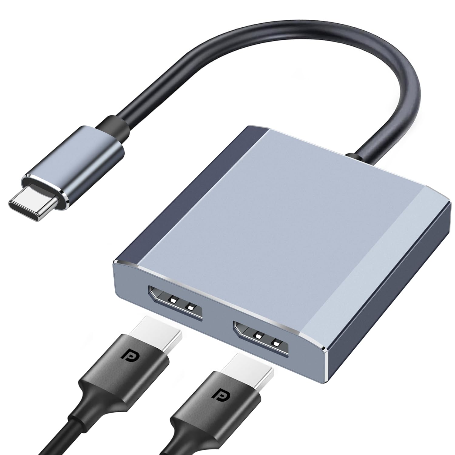 

Адаптер-преобразователь USB в двойной DisplayPort USB C в Displayport Разветвитель DisplayPort для двух мониторов Адаптер для 3 экранов Поддерживает режим Подключает 2 монитора