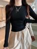 Women's Slim Fit Long Sleeve T-Shirt - Spring/Autumn 2026, White Base Layer, Trendy Versatile Style