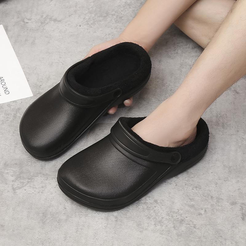 Winter Colgs Slippers Men Waterproof Garden Shoes Home Fur Clogs Soft Plush Slippers Bedroom Fuzzy Shoes Indoor Outdoor