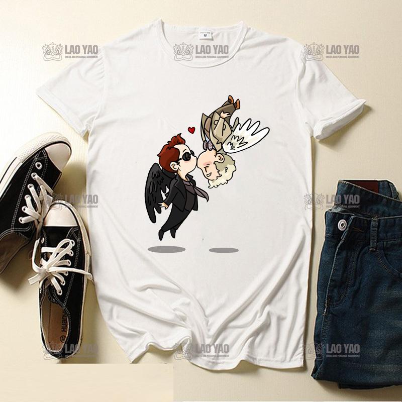 Good Omens Graphic T-Shirt Men Aziraphale Ineffable Go David Tennant Angel Amazing Woman Tees Short Sleeve T Shirt Original
