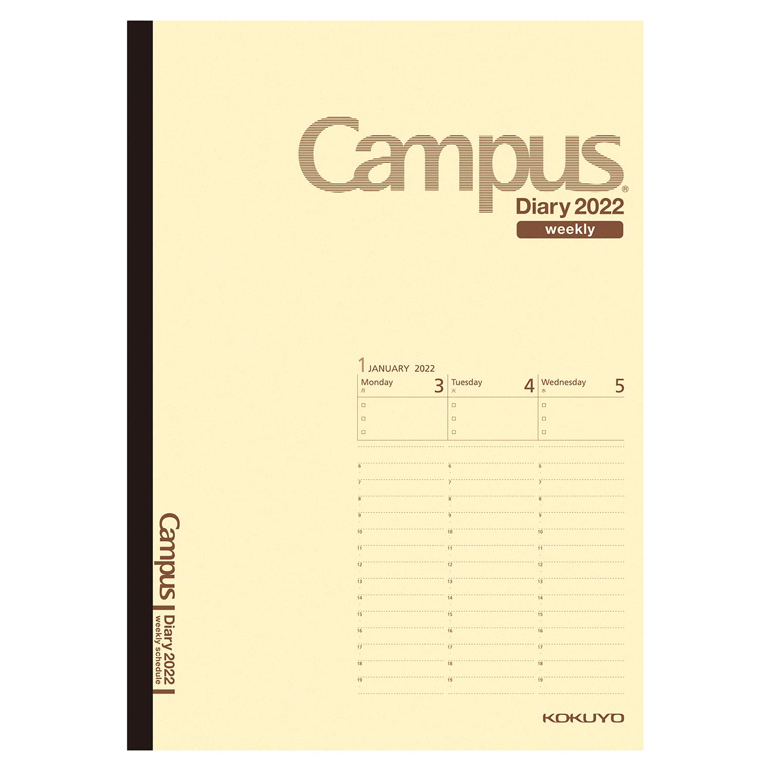 

KOKUYO Campus Diary Notebook 2022 B5 Weekly Cream Начиная с января 2022 Ni-CWVLS-B5-22