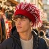 Knitted Beanie with Dangling Yarn Strands Full-Coverage Dread