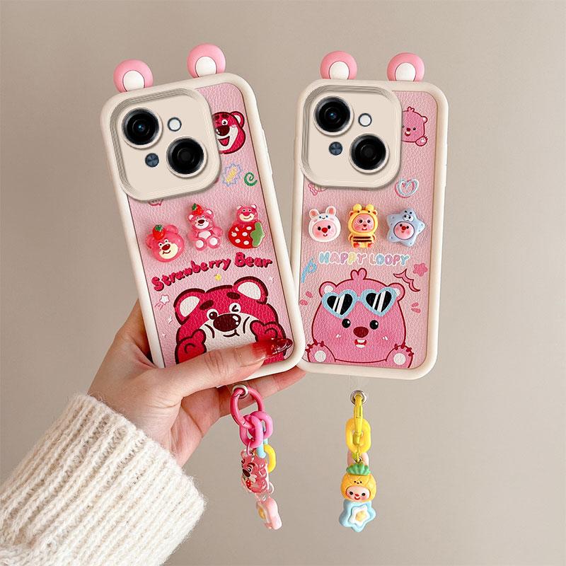 KEYSION Cute Ear 3D Cartoon Case for TECNO Spark Go 1 1S Go 2025 with Bracelet Silicone Shockproof Phone Cover for TECNO Pop 9 4G