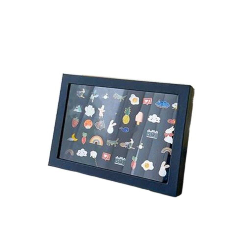 Wooden Badge Display Case Velvet Jewelry Storage Tray Solid Color Badge Medal Organizer  Packaging