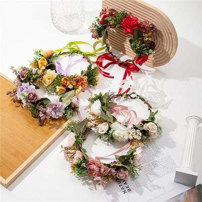 Flower Crown for Women Girls Flower Headband Green Leaf Floral Headpiece Festival Wedding Hair Wreath Photo Props Headwear
