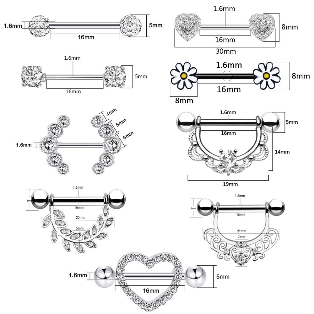 Surgical Steel Heart Nipple Piercing Rings Sets 14G Crystal Tongue Ring Nipple Barbell Lot Sexy Piercing Nipple Body Jewelry