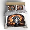 Halloween Skeleton Pumpkin Scene Bedding Duvet Cover Set Duvet Cover Pillowcases  (1*Duvet Cover 2*Pillowcases, without duvet insert)