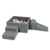 Foam Playground With Square Pool 90X90X40 Grey + 400 Balls: Light Blue, Yellow, Heather, Powder Pink, White