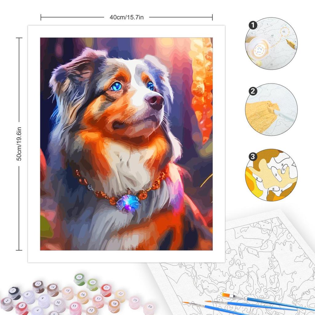 Rámová malba podle číselných sad Psí zvíře Kresba na plátně Ručně malované kutily pro dospělé domácí dekorace 40x50