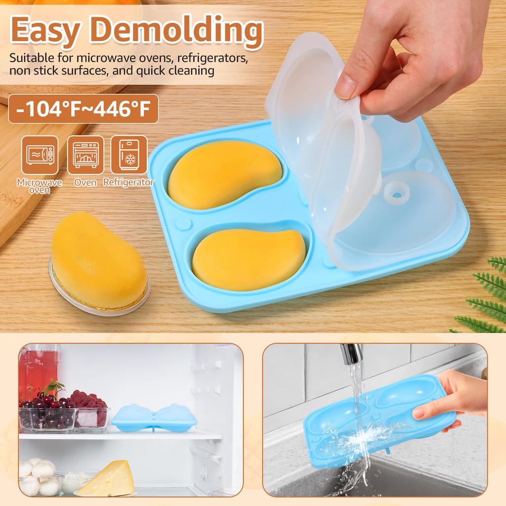 4Pcs Mango Silicone Mould for Baking Fondant Mould 4 Cavity Silicone Mango Mold 3D Dessert Cake DIY Mold for Chocolate Pudding