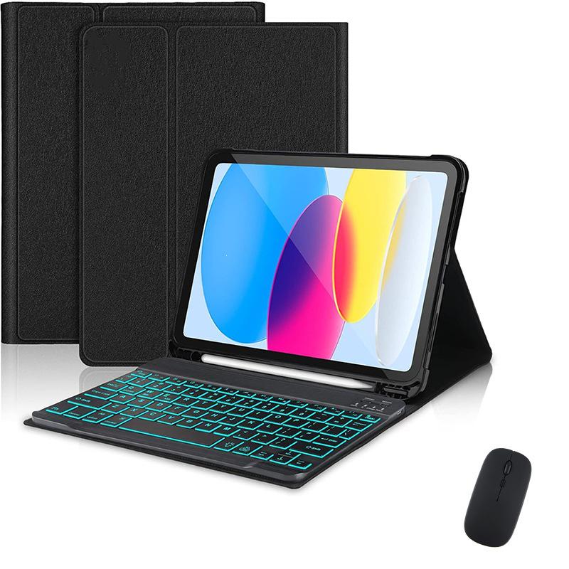 Compatible Protective Case with Seven-Color Backlit Detachable Bluetooth Keyboard for iPad Pro 11"/10.2", with Pen Slot.