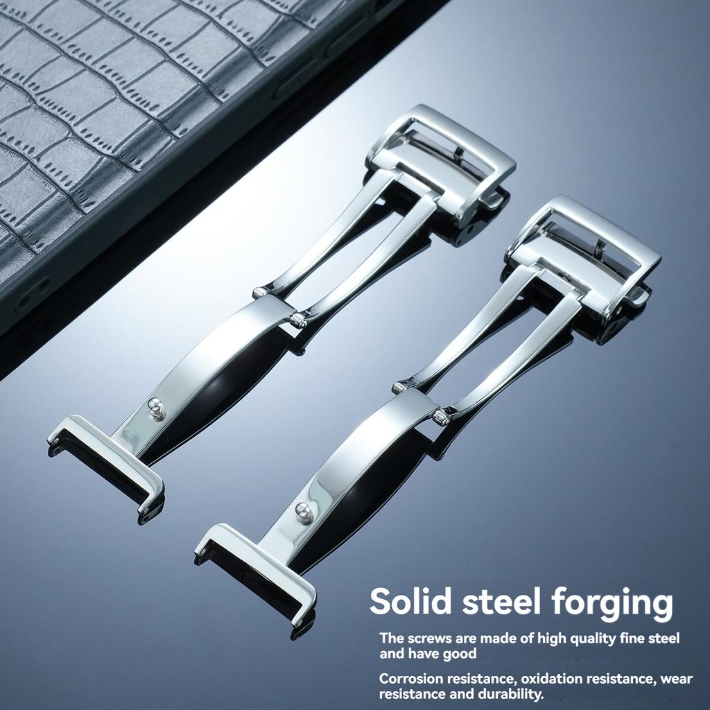 Dla zegarków Seiko Premier Series SNP093 SNP096 Klamra Paska Wysokiej Jakości Stal Nierdzewna Podwójnie Naciskana Klamra Metalowa Klamra Motylkowa