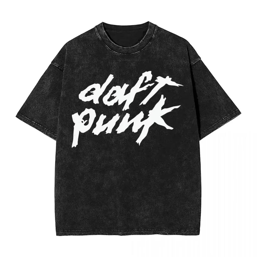 New Arrival Mens Clothes Tee Shirt Homme Graphic T-Shirts Y2k Men Tshirt for Men Ropa Hombre Daft Punk Vintage Washed
