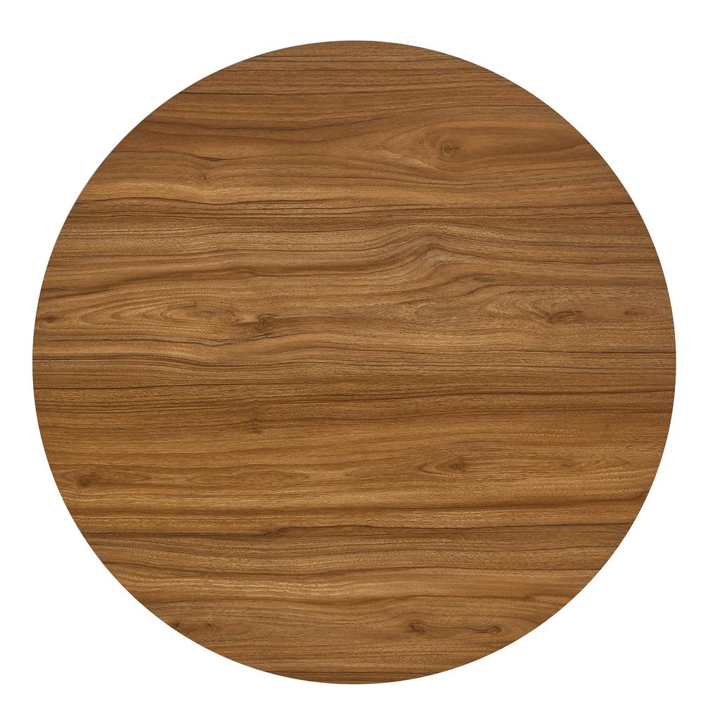 Round side table, Modern coffee table with walnut surface and black metal frame, Sofa table for living room, bedroom, balcony, office