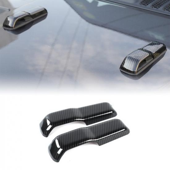 

2x Car Hood Hinge Decoration Cover Trim Carbon Fiber for Jeep Wrangler JL JT 18+