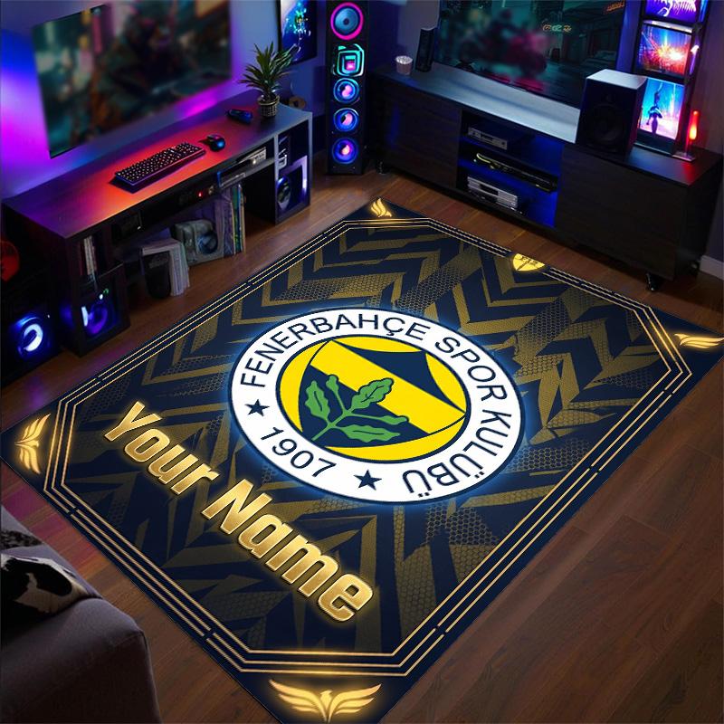 Crystal Velvet Rug Fenerbahçe FC Print Custom Name Text Floor Mat Home Decor