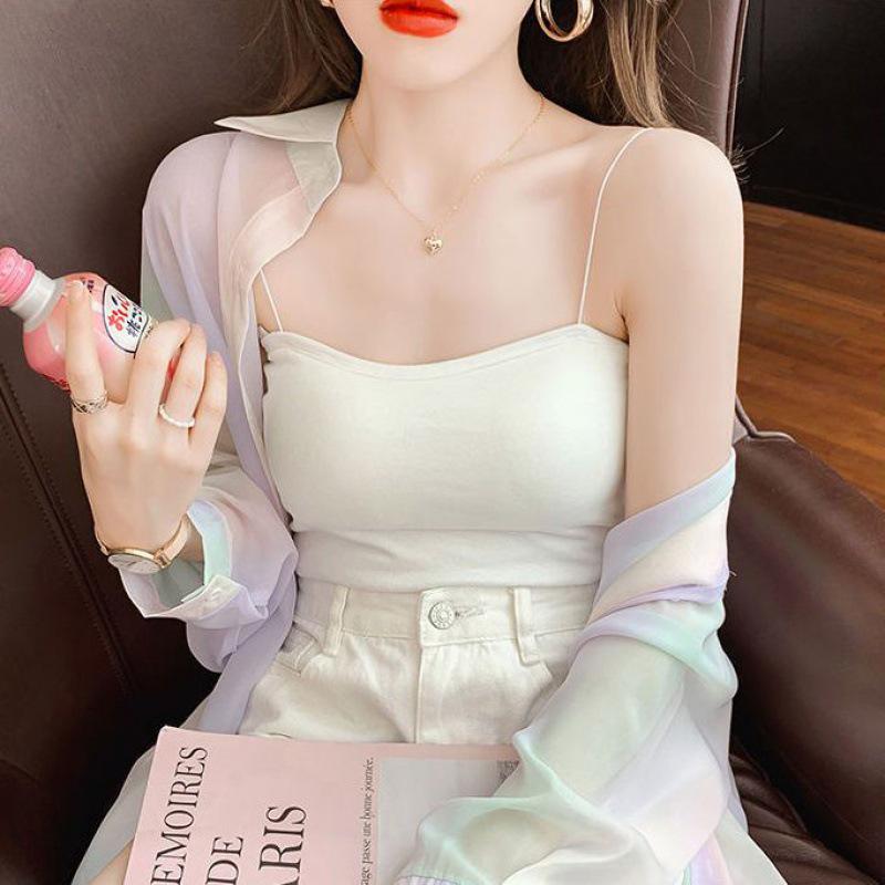 

Women s Summer 2025 Thin Ice Silk Rainbow Cardigan - Versatile, Breathable Sun Protection Jacket M (suggested 95-105 jin)