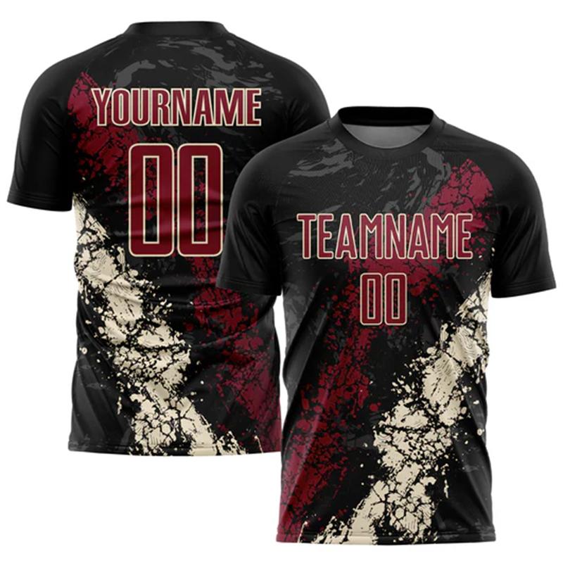 Graffiti Print Custom Men Football T-shirt Summer Fashion New Short Sleeve Loose T Shirts Customized Team Name Uniform Tee Top