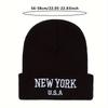 Unisex New York Embroidered Beanie - Acrylic Knit Hat For Fall/Winter, Lightweight Stretch Cap For Urban Style, Machine Washable