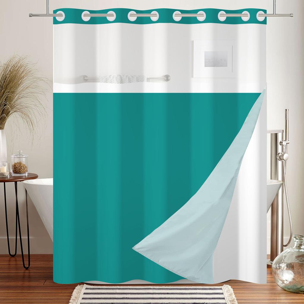 Doppellagiger Wasserdichter Duschvorhang mit Einsatz Einfache Montage Modernes Schlichtes Design Badezimmer Sichtschutzvorhänge Badewanne Dusche