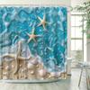 Oceanic Starfish Shower Curtain - Waterproof, Mildew-Resistant With Coastal Seashell Design For Beach-Inspired Bathroom Decor