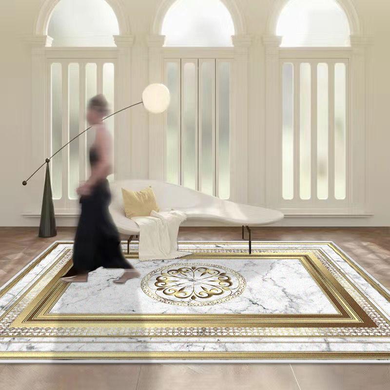Tapete de Luxo Estilo Chinês para Decoração de Sala de Estar Área do Sofá de Casa Tapete Antiderrapante Fácil de Limpar Quarto Lateral da Cama Tapete de Chão Peludo