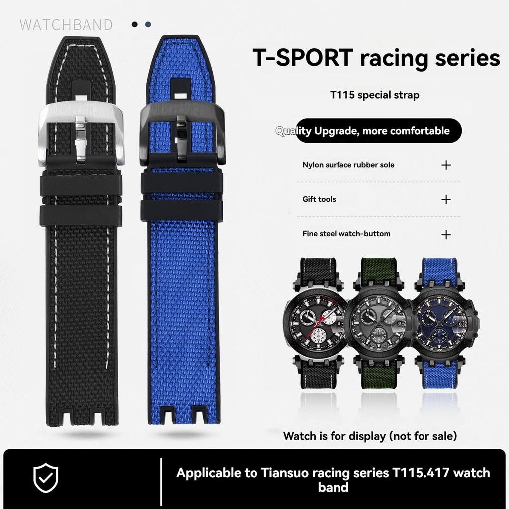 22mm High Quality Nylon Canvas Strap For Tissot MotoGP T-Sport Racing Series T115.417 T115.427A Rubber Bottom Watchband Bracelet